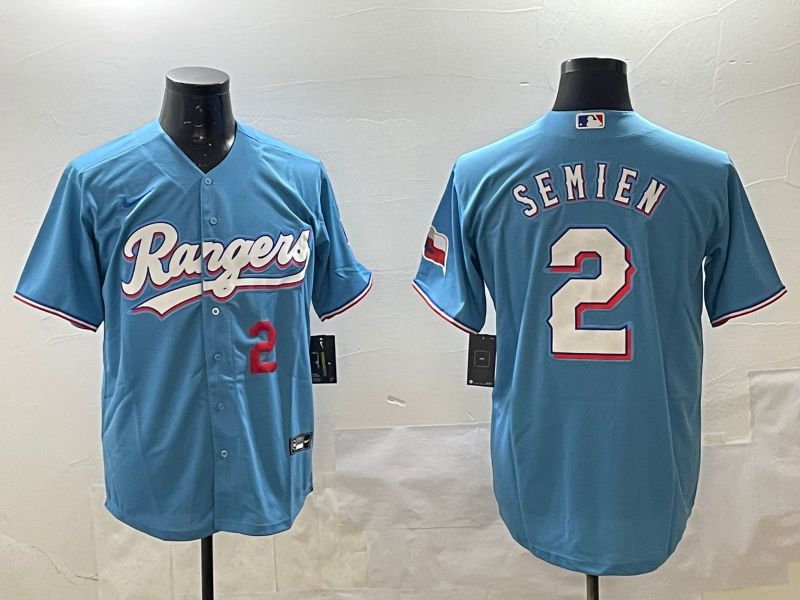 Men Texas Rangers #2 Semien Light Blue Game 2025 Nike MLB Jersey style 3->texas rangers->MLB Jersey